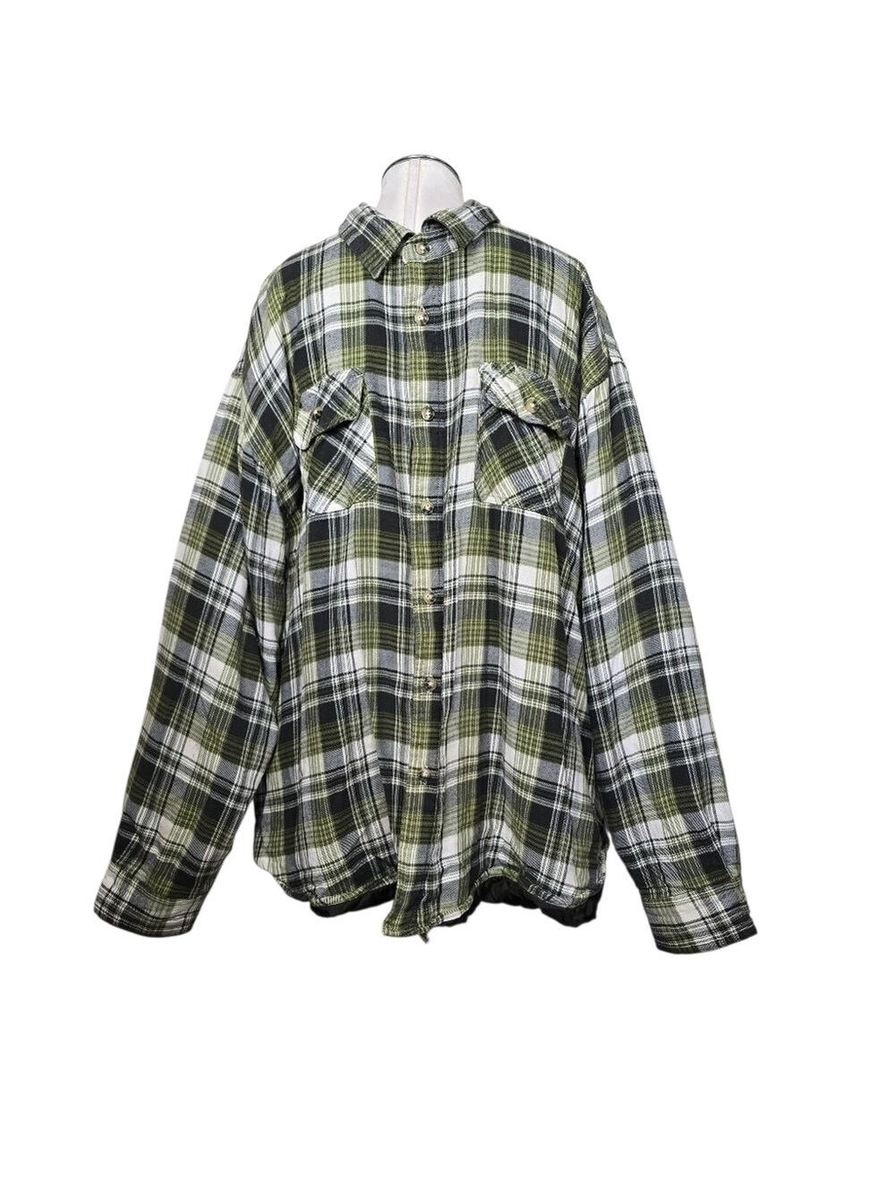 Wrangler Plaid White Gray Green Button Down Jacket 3XL